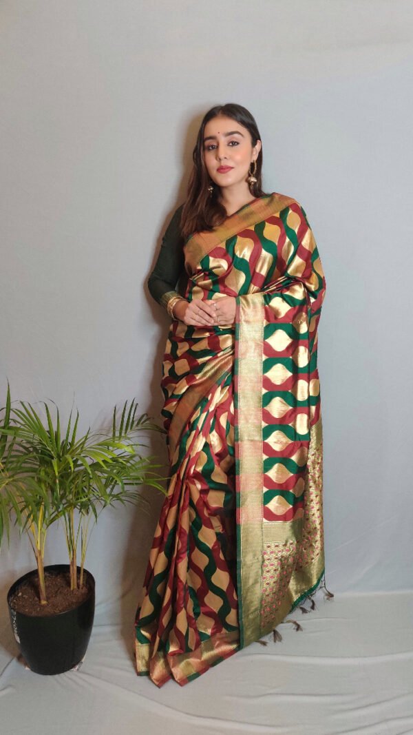 Weaving Work Pallu Saree and with Silk Fabric Blouse 05