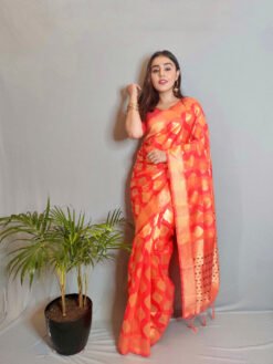 Weaving Work Pallu Saree and with Silk Fabric Blouse 04