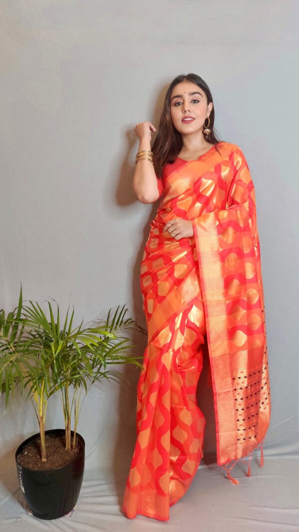 Weaving Work Pallu Saree and with Silk Fabric Blouse 04