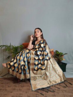 Weaving Work Pallu Saree and with Silk Fabric Blouse 02