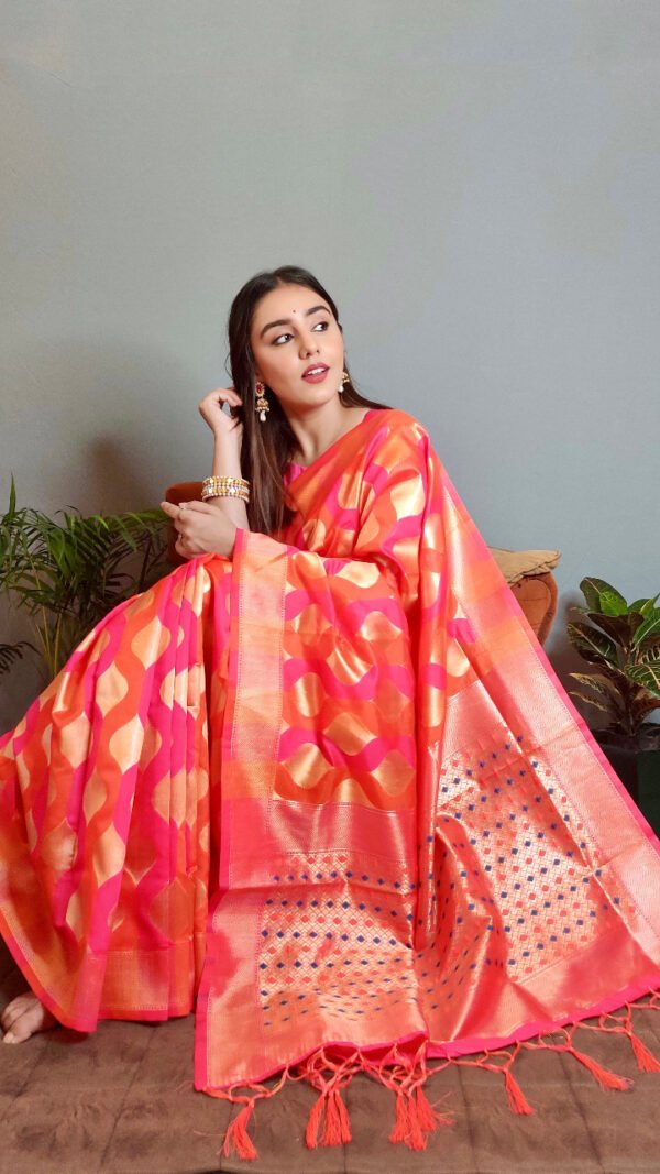 Weaving Work Pallu Saree and with Silk Fabric Blouse