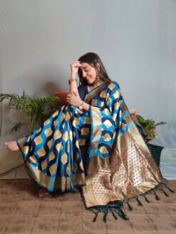 Weaving Work Pallu Saree and with Silk Fabric Blouse 03