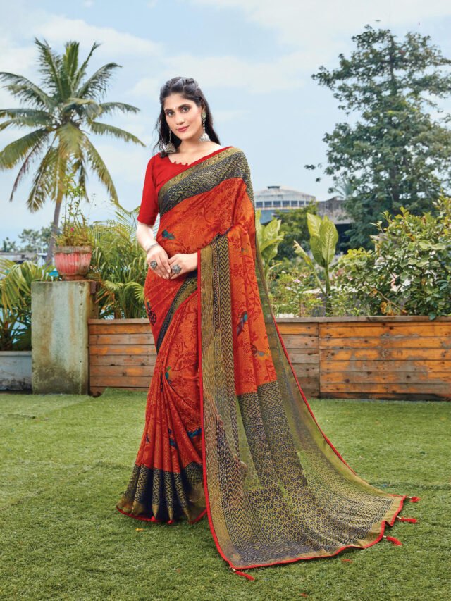 Chiffon Brasso with exclusive lace Designer Sarees  01