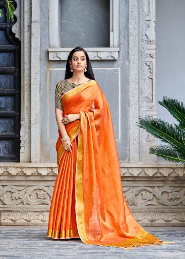 Soft Tissue with Linen Concept Saree 01