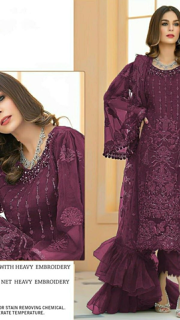 Butterfly Net with Heavy Embroidery Pakistani Suits 01