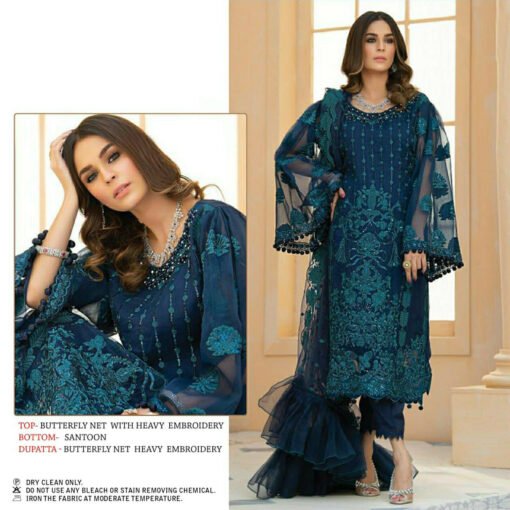 Butterfly Net with Heavy Embroidery Pakistani Suits 02