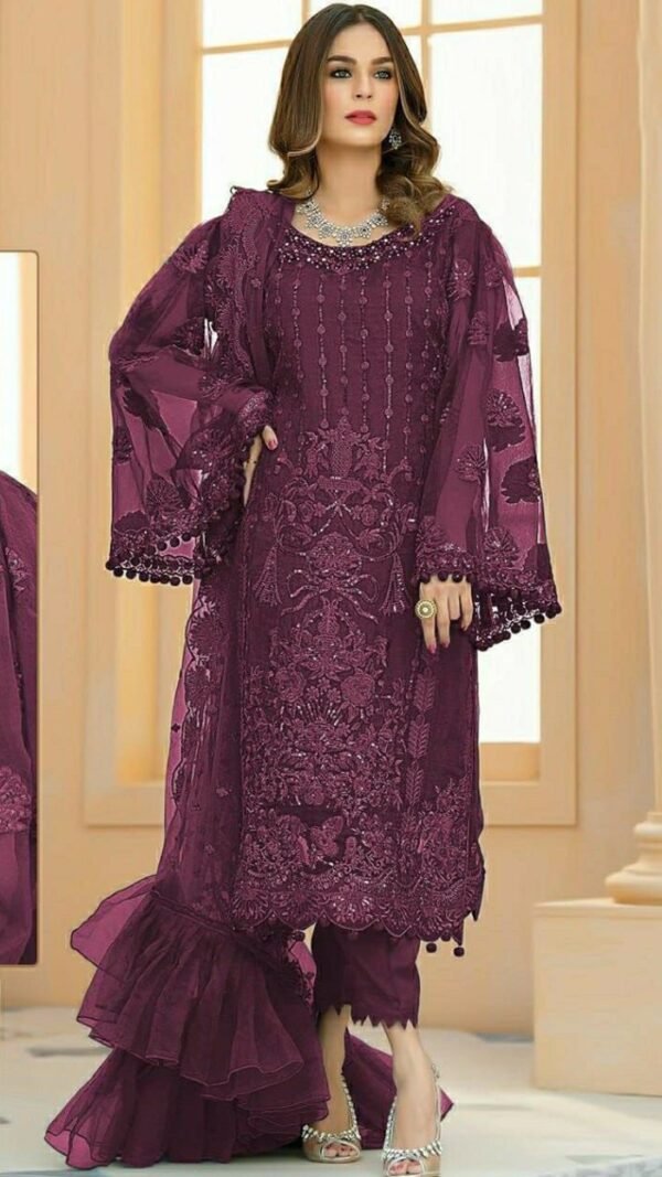 Butterfly Net with Heavy Embroidery Pakistani Suits 01