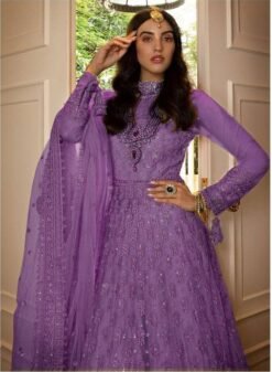Butterfly net with Heavy Embroidery and Mirror work Suits 01