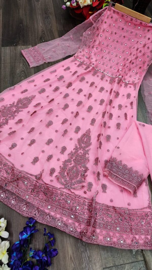 Butterfly net with Heavy Embroidery and Mirror work Suits 08