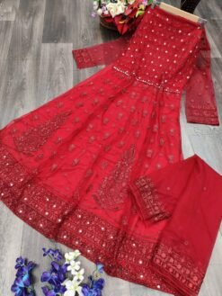 Butterfly net with Heavy Embroidery and Mirror work Suits 09