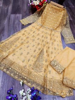 Butterfly net with Heavy Embroidery and Mirror work Suits 11