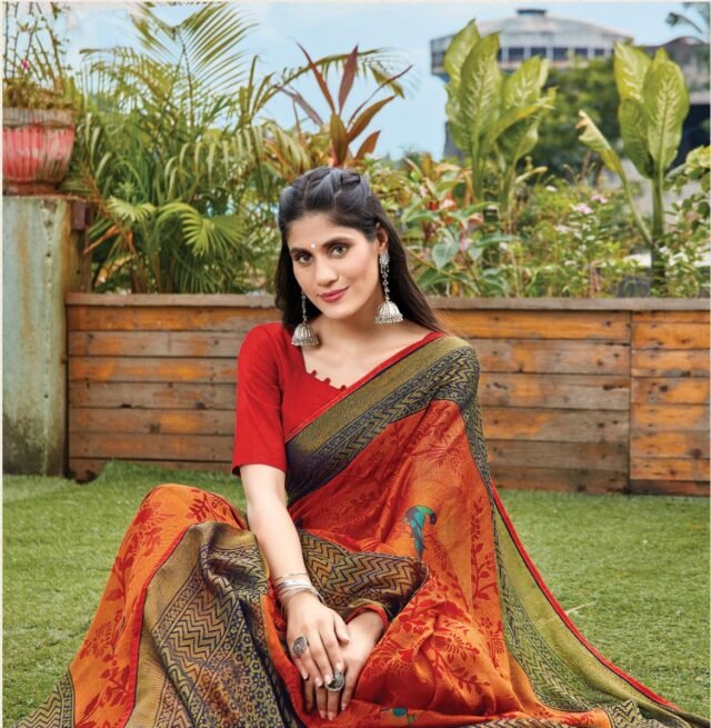 Chiffon Brasso with exclusive lace Designer Sarees  09