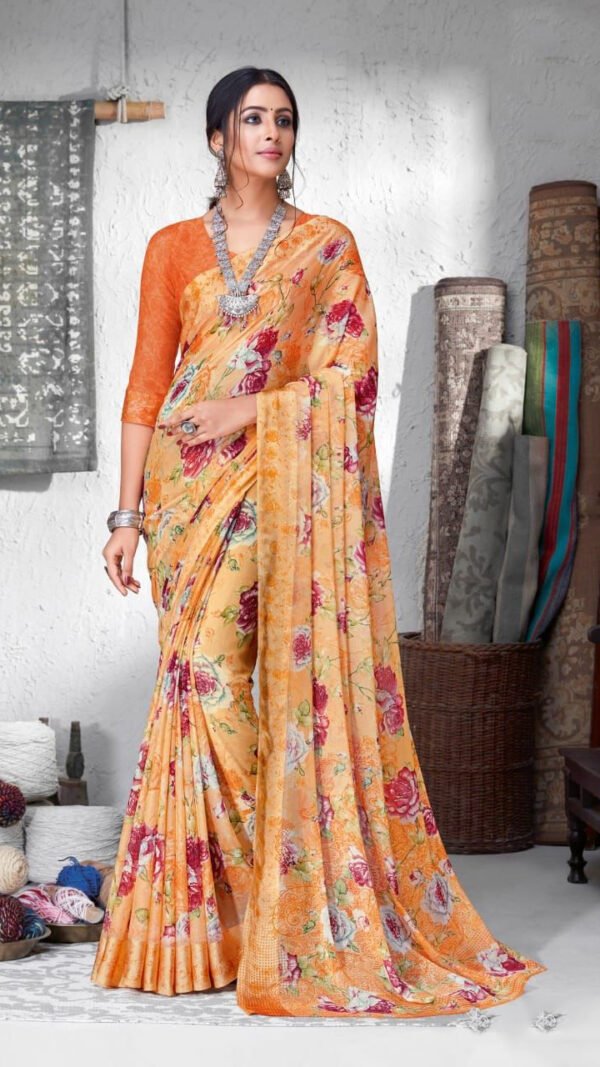 Chiffon Saree with Satin Weave Border 11