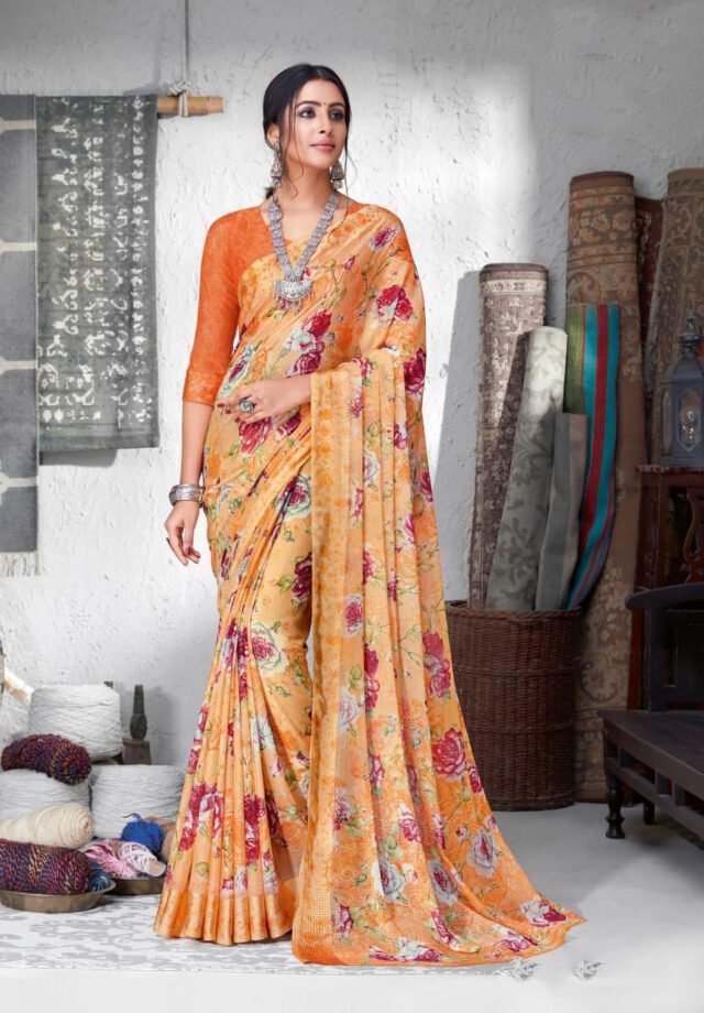 Chiffon Saree with Satin Weave Border 11