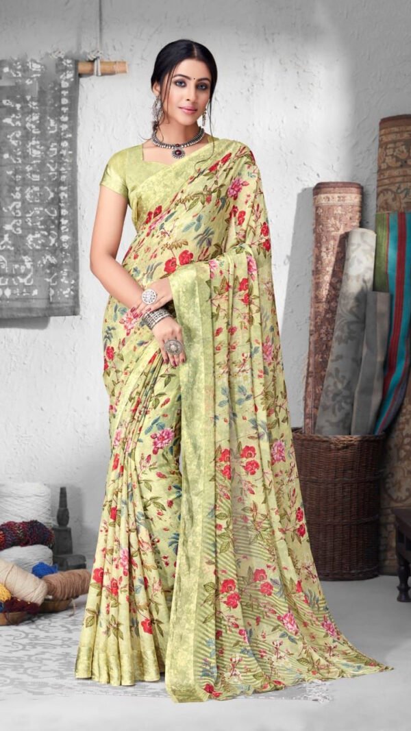 Chiffon Saree with Satin Weave Border 12