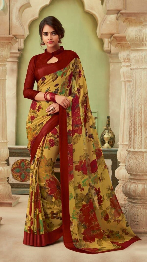 Chiffon Saree with Satin Weave Border 06