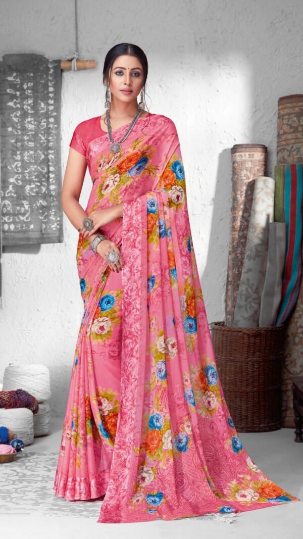Chiffon Saree with Satin Weave Border 08