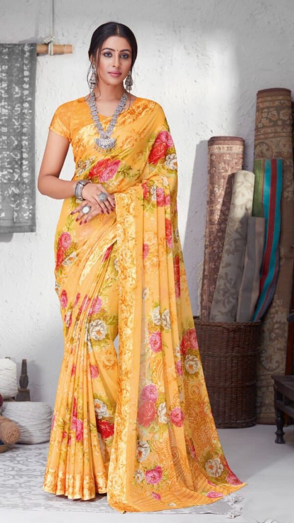 Chiffon Saree with Satin Weave Border 09