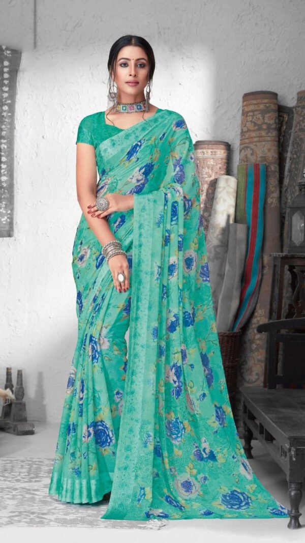 Chiffon Saree with Satin Weave Border 10