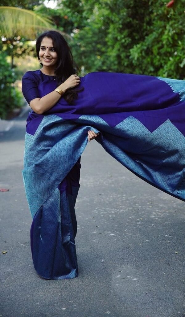 Jacquard Woven Soft Litchi Silk Saree