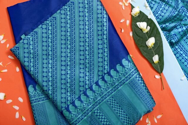 Jacquard Woven Soft Litchi Silk Saree