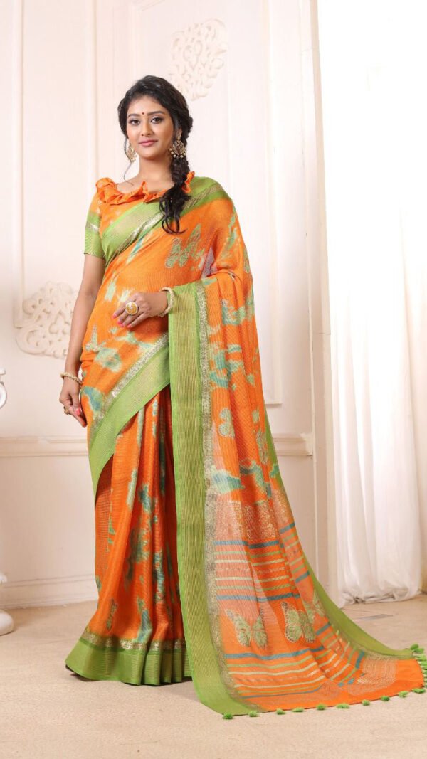 Joot Linen Saree with Weaving Border 02