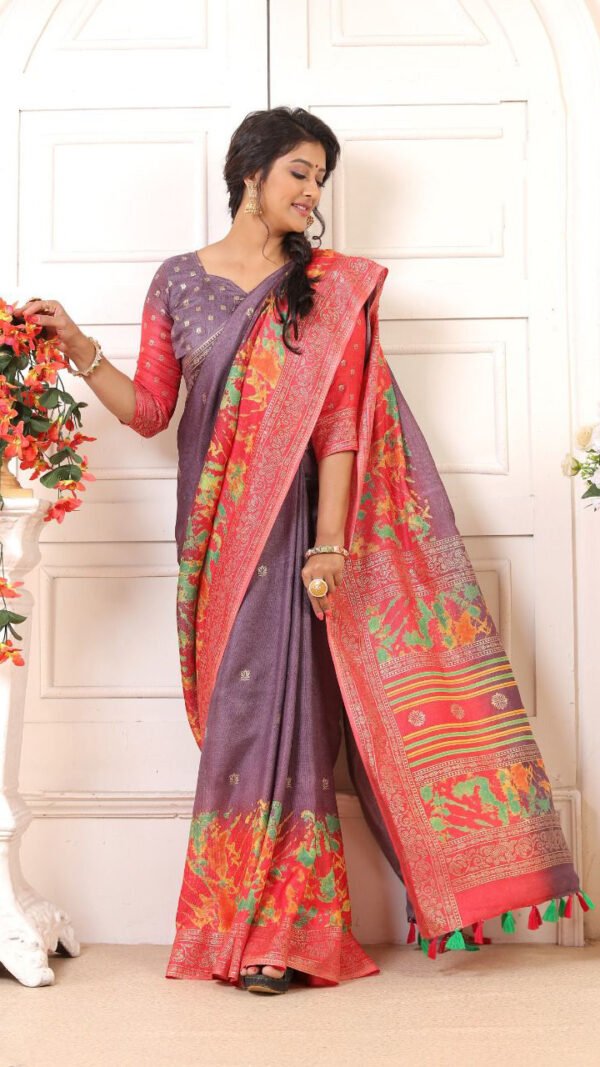 Joot Linen Saree with Weaving Border 07