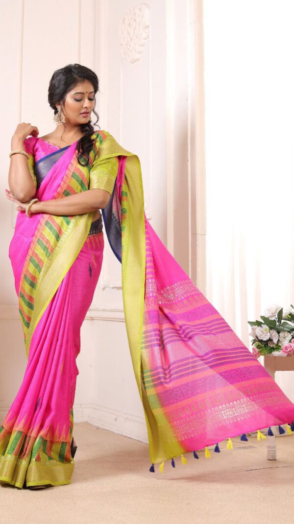 Joot Linen Saree with Weaving Border 11