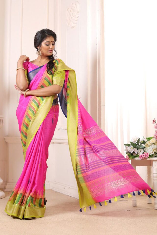 Joot Linen Saree with Weaving Border 11