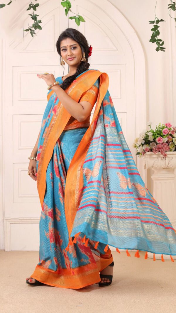 Joot Linen Saree with Weaving Border 14