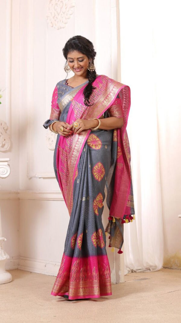 Joot Linen Saree with Weaving Border 04