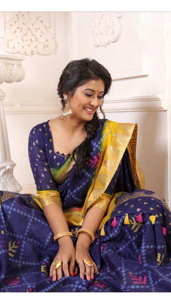 Joot Linen Saree with Weaving Border 05