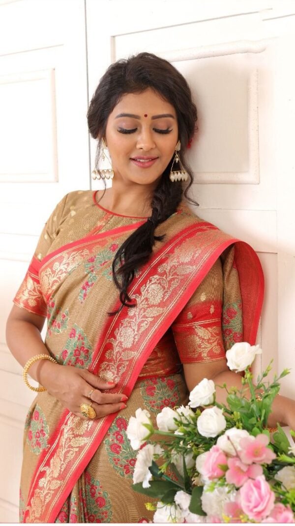 Joot Linen Saree with Weaving Border 06