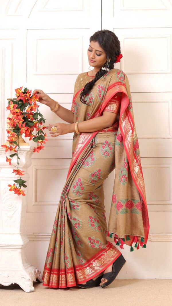 Joot Linen Saree with Weaving Border 06