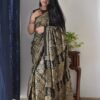 Original Linen Saree with Ajhrak Digital Block Print 04