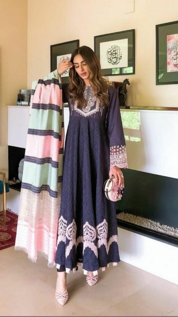 Pakistani Cotton Schiffli Work Beautiful Design