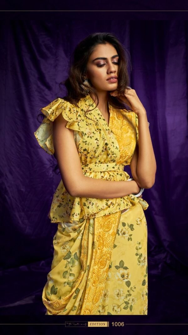 Pure Georgette Digital Print with Suta Embroidery Work Saree 05