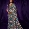 Pure Georgette Digital Print with Suta Embroidery Work Saree 06