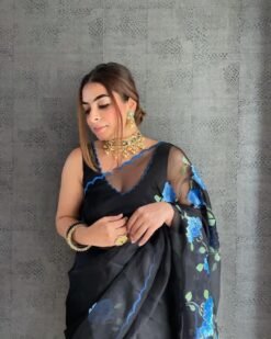 Pure Organza Saree with Aarco Blue Embroidery