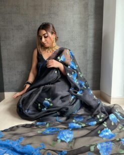 Pure Organza Saree with Aarco Blue Embroidery
