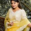 Pure Organza Silk Saree with Lucknowi White Flower 02