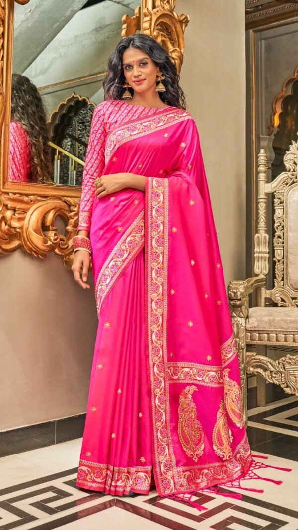 Rich Pure Silk Fabric With Dual Shade Weaving Saree 01