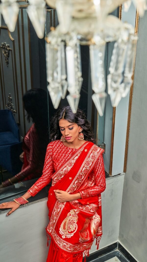 Rich Pure Silk Fabric With Dual Shade Weaving Saree 05