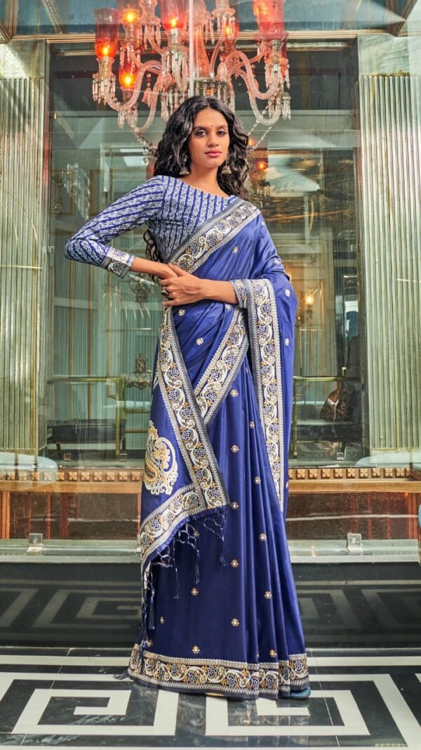 Rich Pure Silk Fabric With Dual Shade Weaving Saree 06