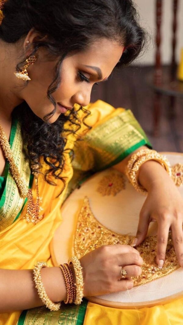Soft Lichi Silk Saree Rich Yellow Colour
