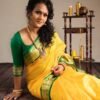Soft Lichi Silk Saree Rich Yellow Colour