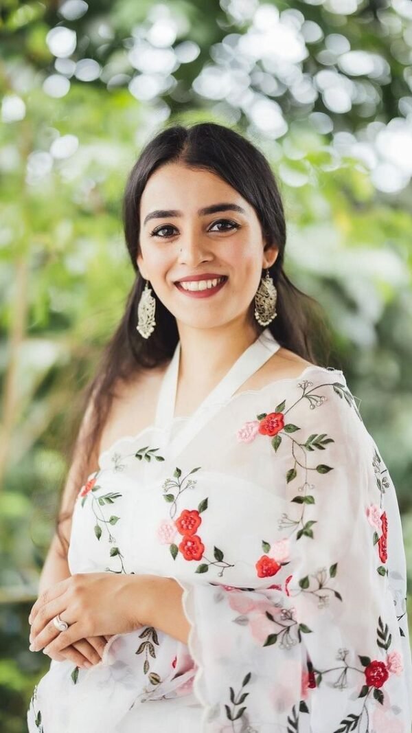 Soft Organza Silk Saree with Work Embroidery Thread