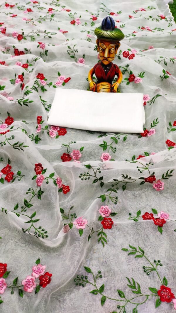 Soft Organza Silk Saree with Work Embroidery Thread