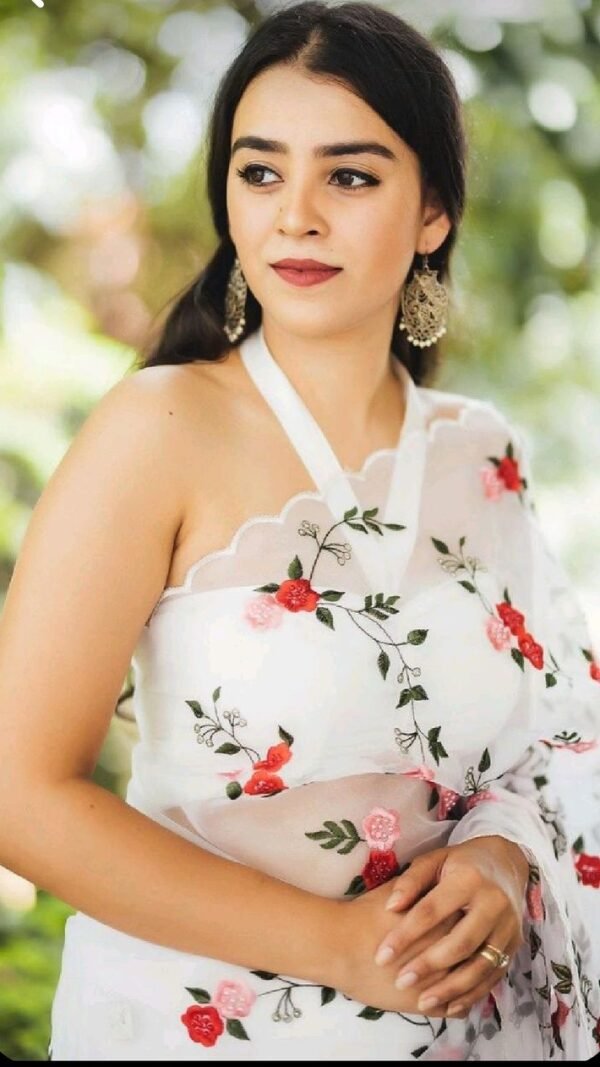 Soft Organza Silk Saree with Work Embroidery Thread