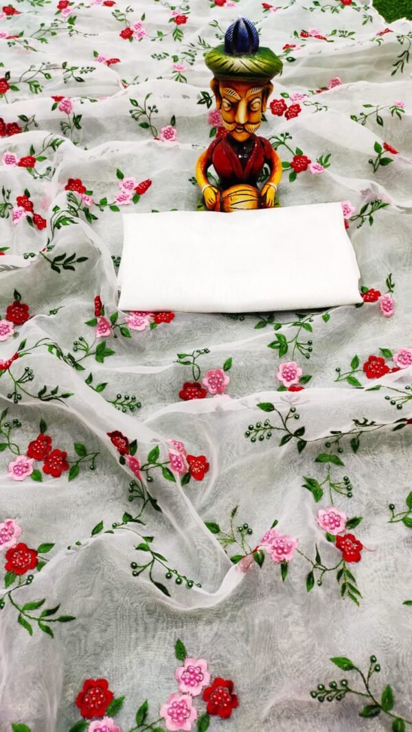 Soft Organza Silk Saree with Work Embroidery Thread